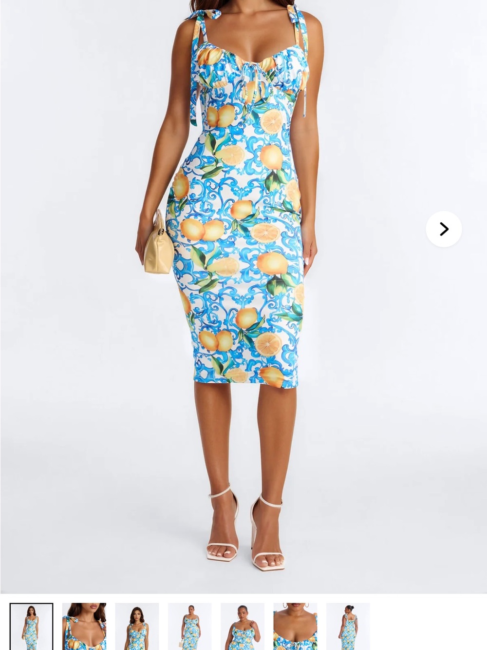 Fashion Nova Blue Lemon-Print Pencil Skirt